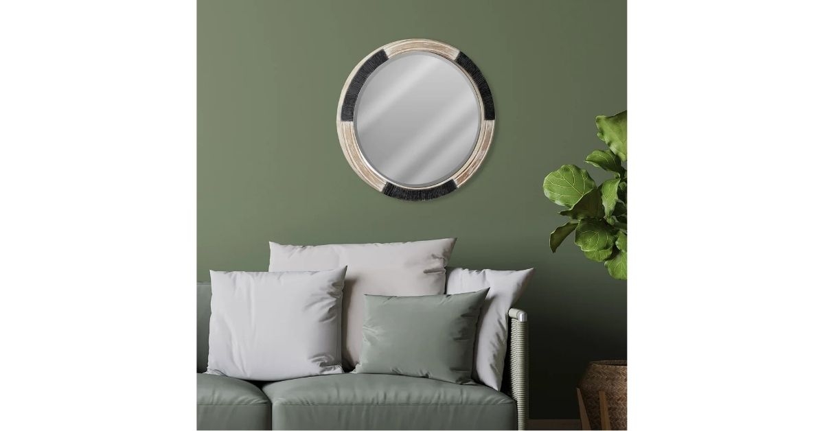 chadwick round wood mirror