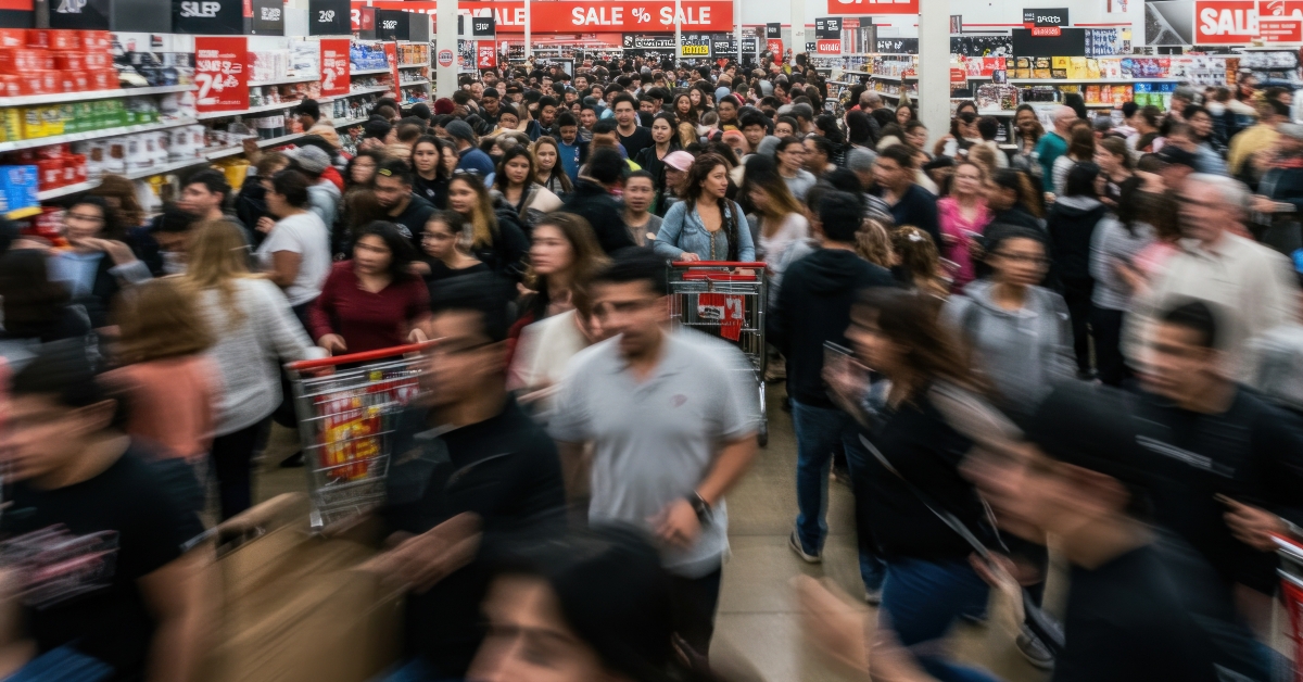 shoppers rush through aisles at walco store