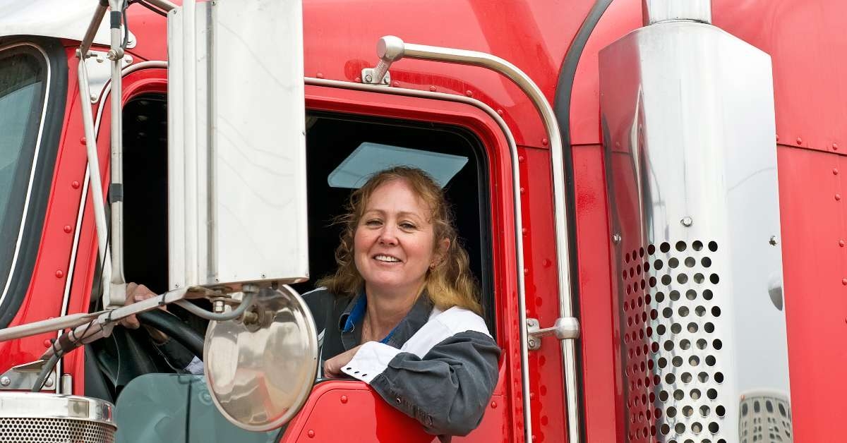 woman driving an eighteen wheeler