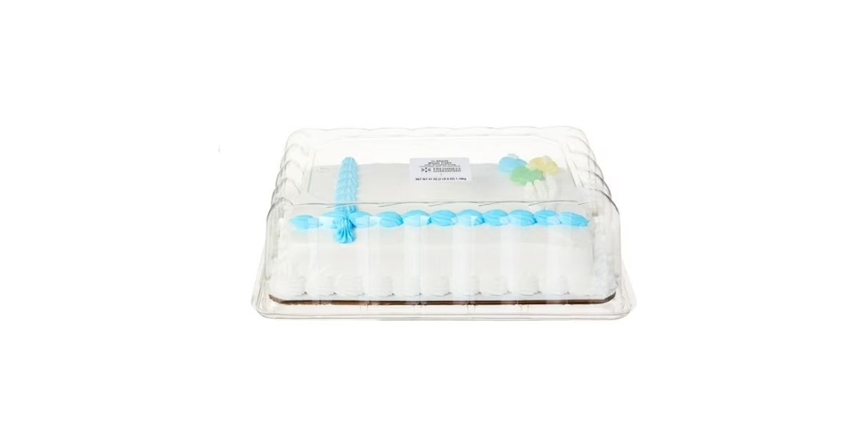 white sheet cake with whipped icing