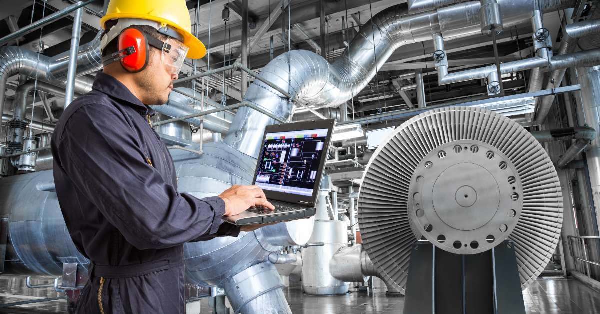 engineer using laptop computer