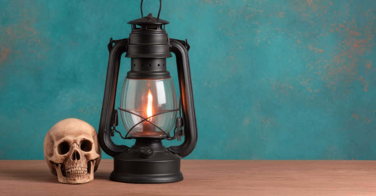 vintage lantern create spooky atmosphere