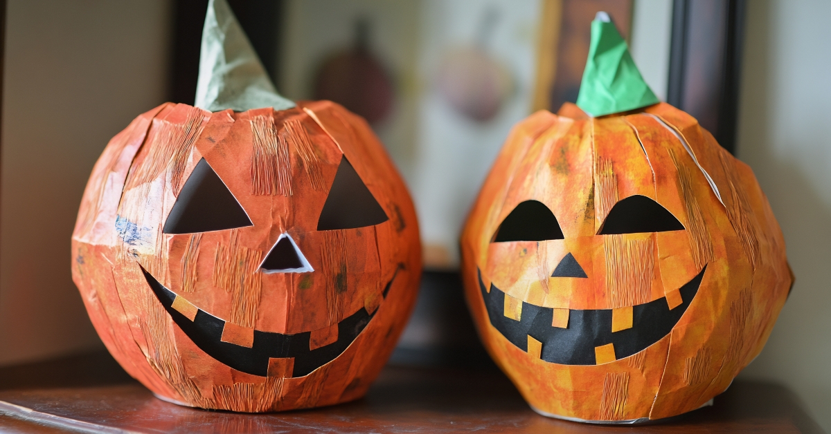 Charming Paper Mache Jack-o'-Lanterns