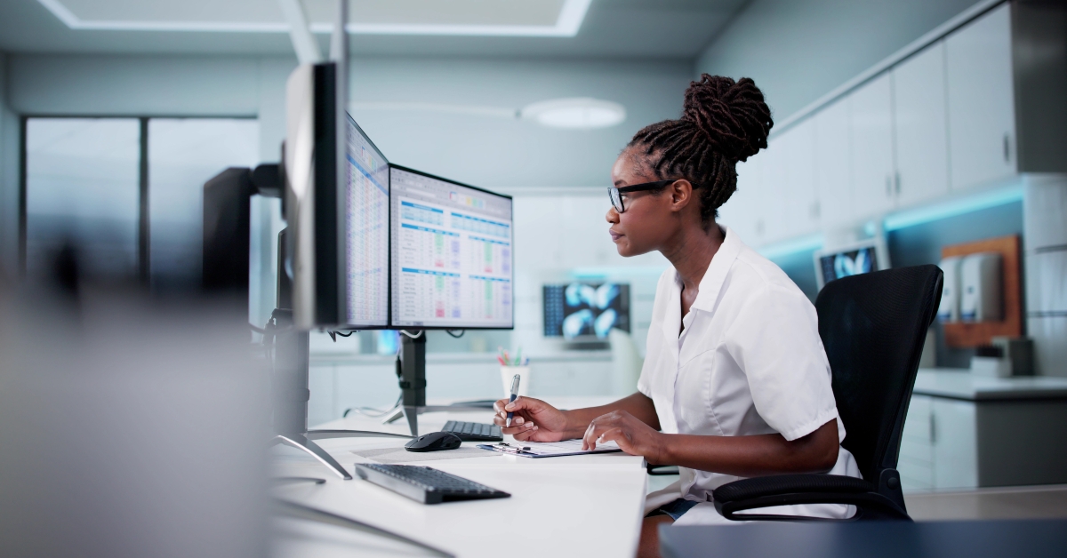 hospital doctor using spreadsheet for billing