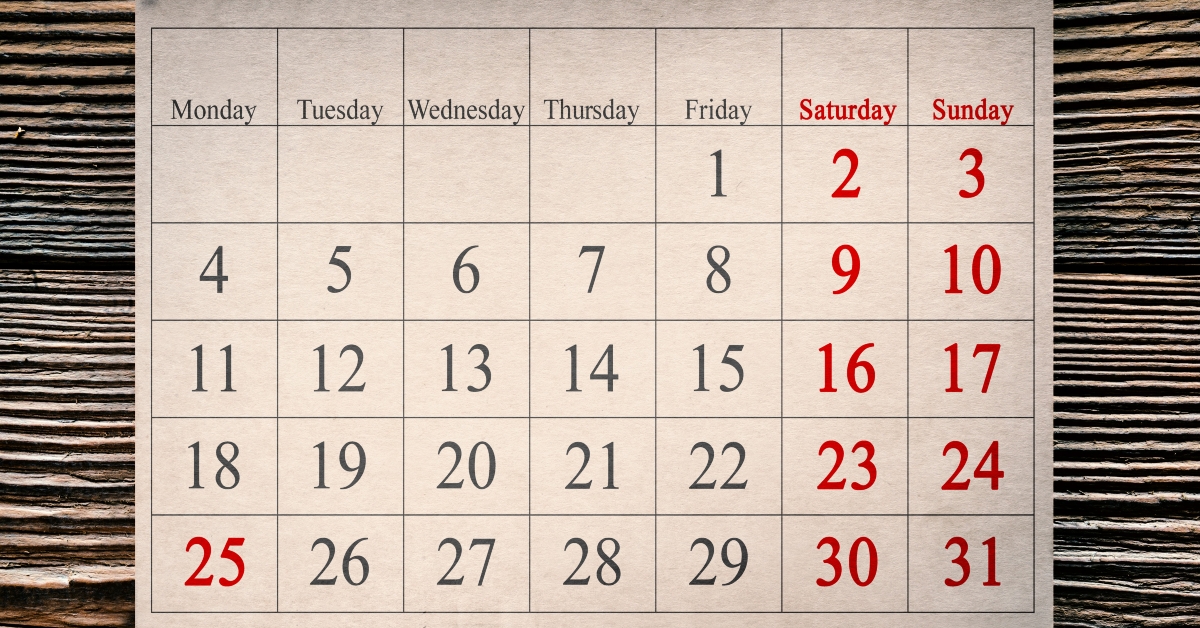 calendar on the wood background