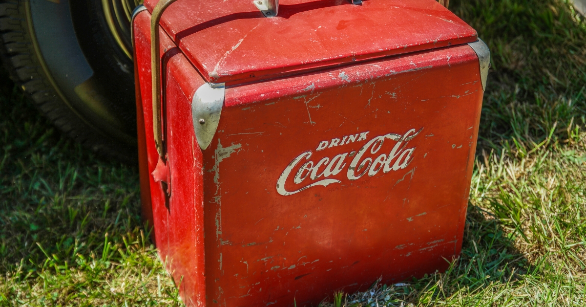 a red Coca-Cola cooler