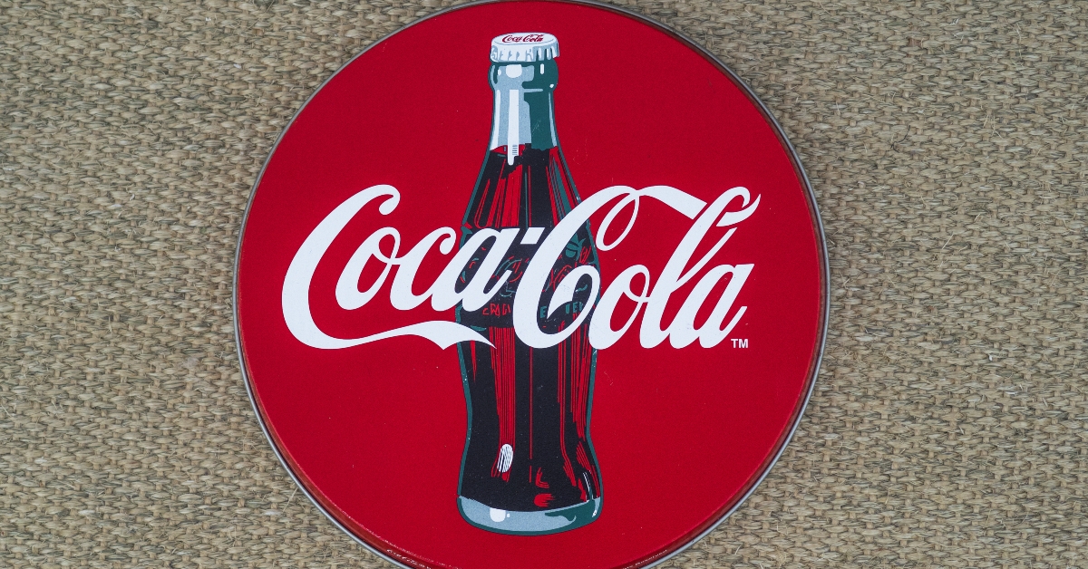 Coca Cola logo and glass bottle print