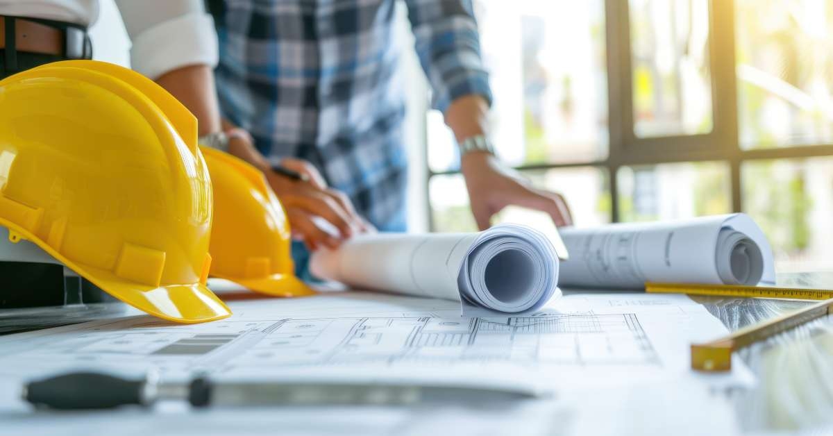 blueprints and plans on a table