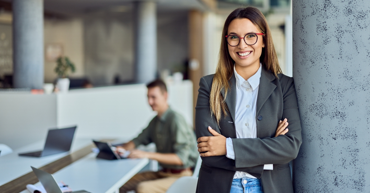 confident businesswoman smiling