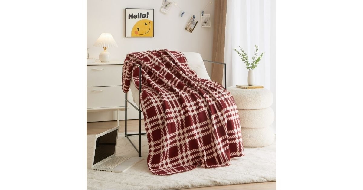 red plaid fleece throw