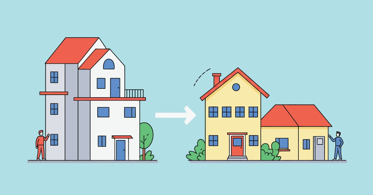 Illustrative vector of residential downsizing