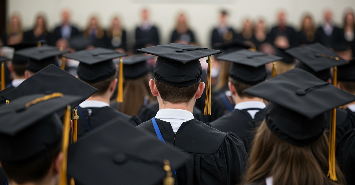 college graduates in black gowns and mortarboards