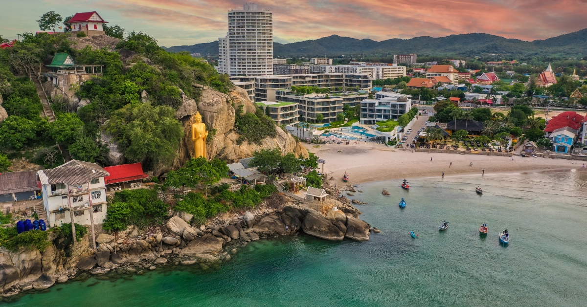 wat khao takiab hill and beach