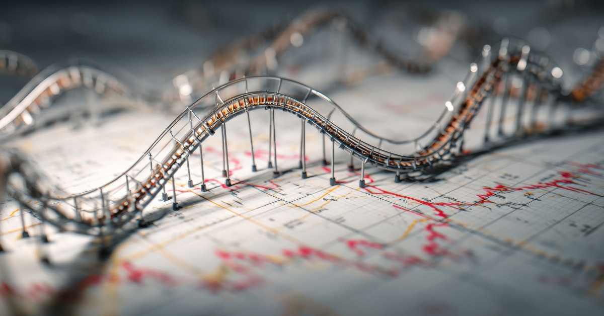 financial graph and a roller coaster track