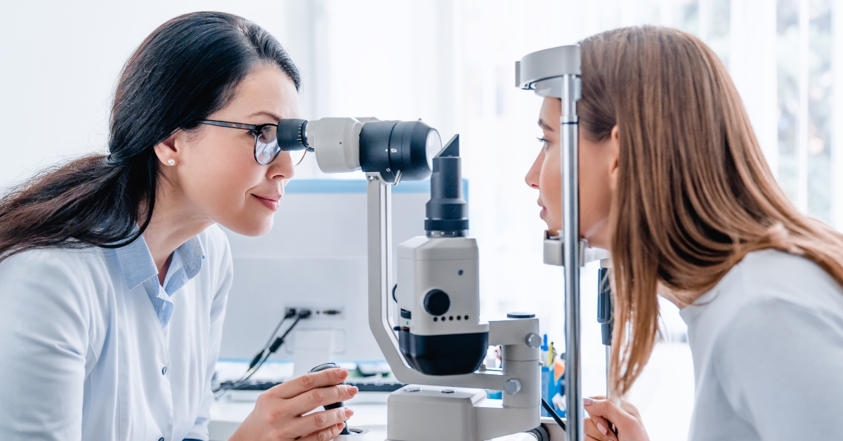 ophthalmologist checking eye vision