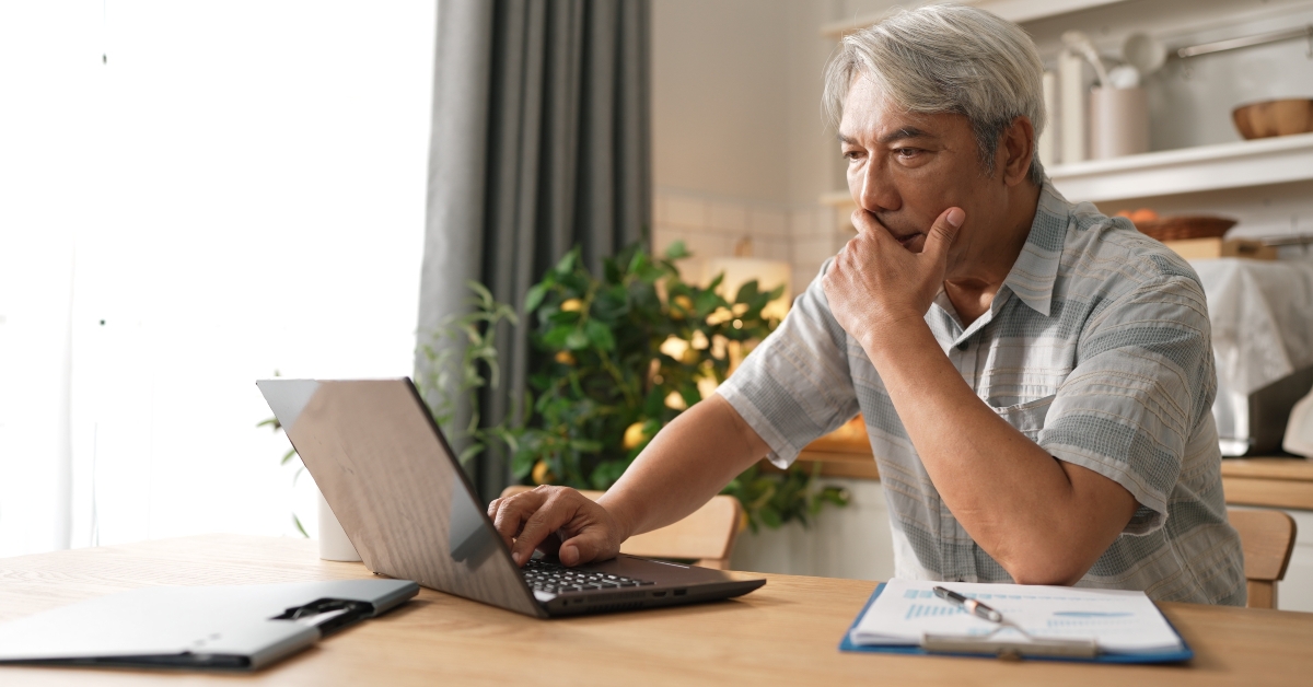business man working and using computer
