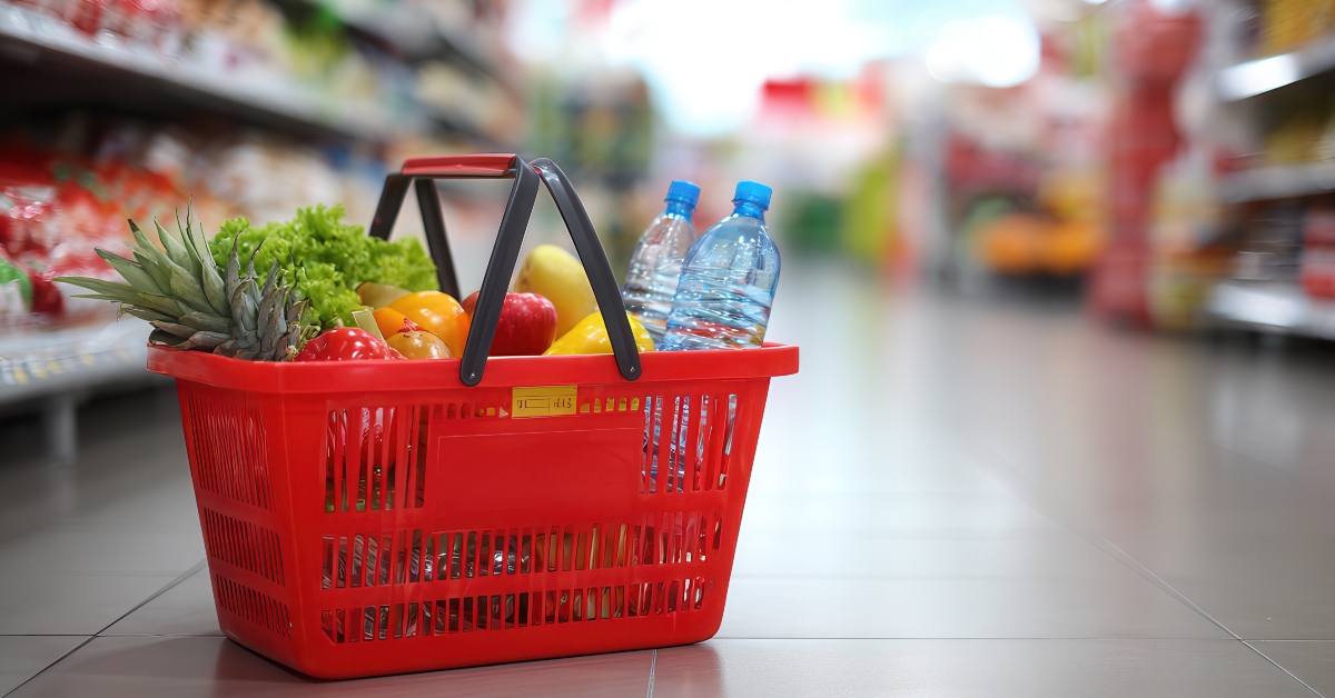 fresh groceries and colorful vegetables