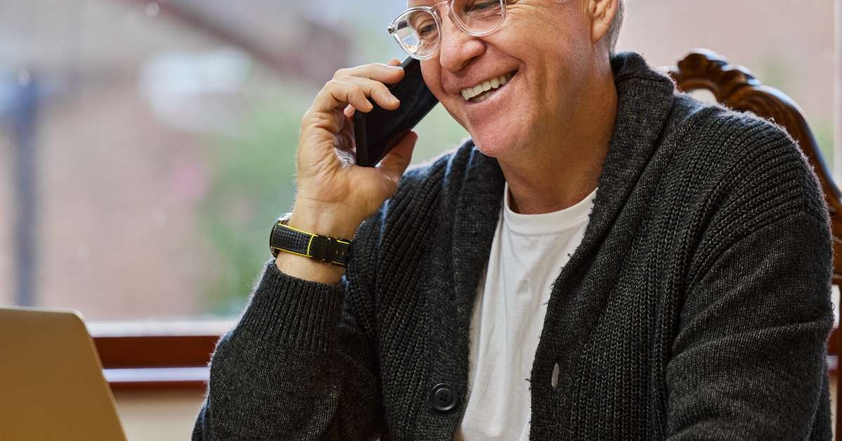 senior man in phone call