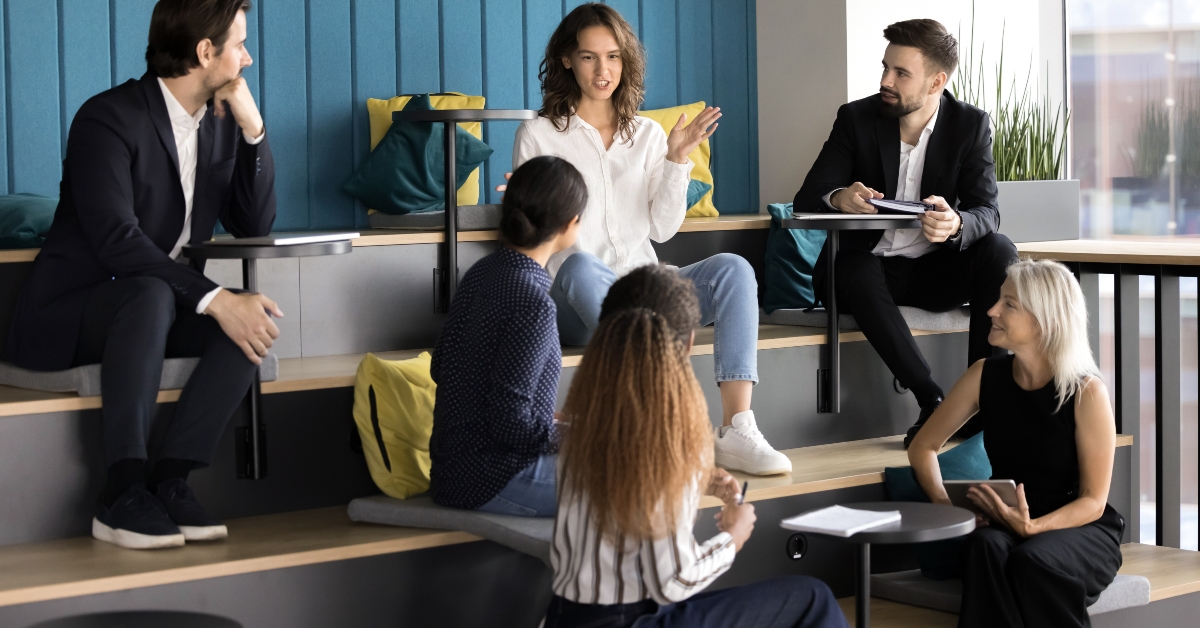 team leader expressing her opinion