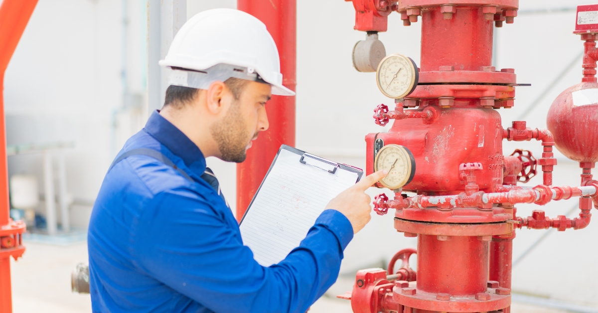 engineer inspecting the safety equipment