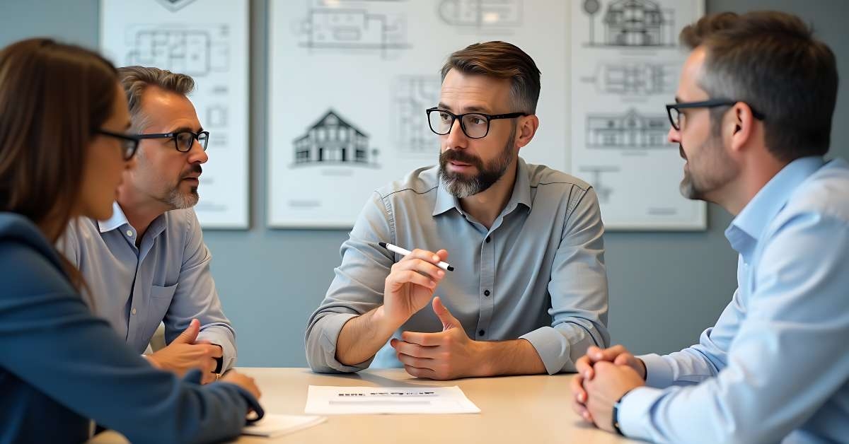 professionals collaborating intently