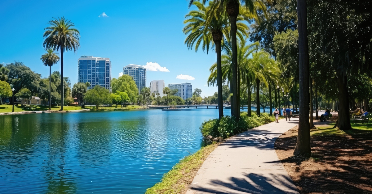 swan lake eola in sunny day