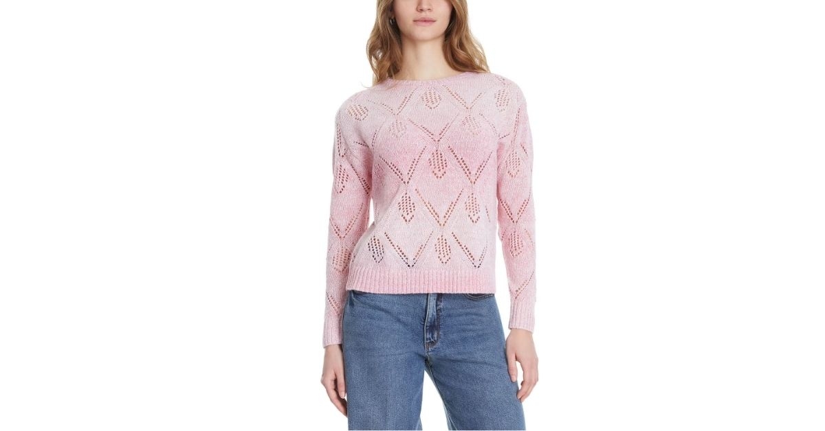 womens pointelle boatneck sweater