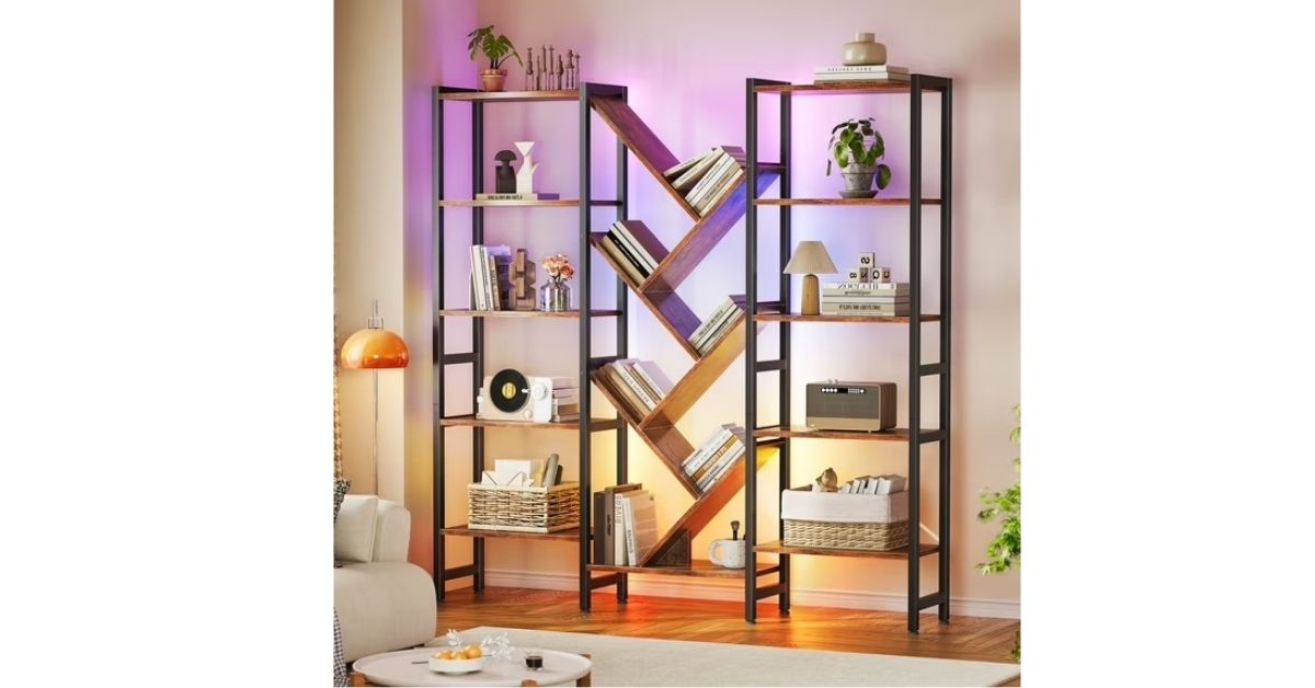 5 tier bookshelf with led lights