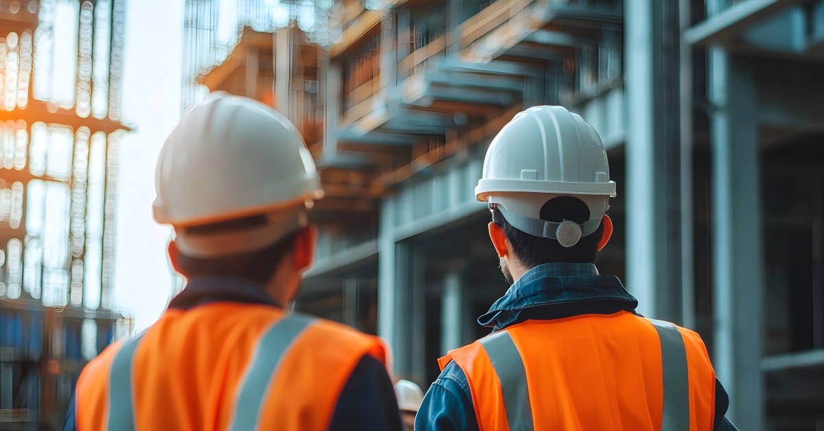construction workers observing a building site