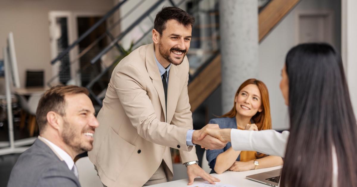 manager shaking hands