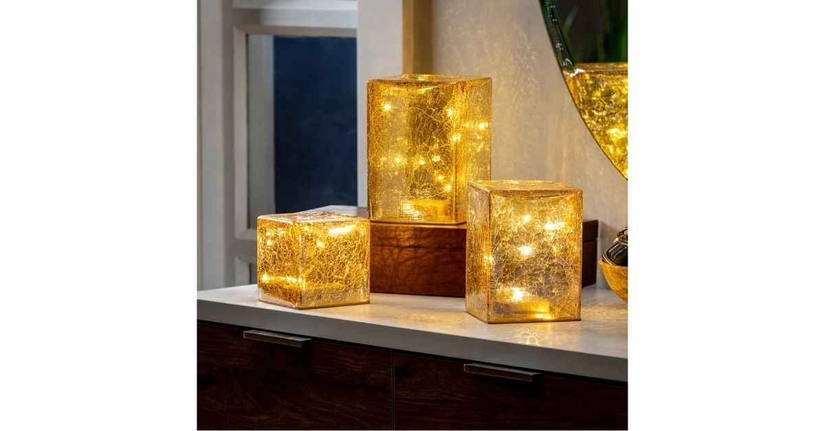 led glass cube towers