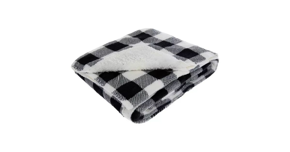 black white buffalo plaid throw blanket