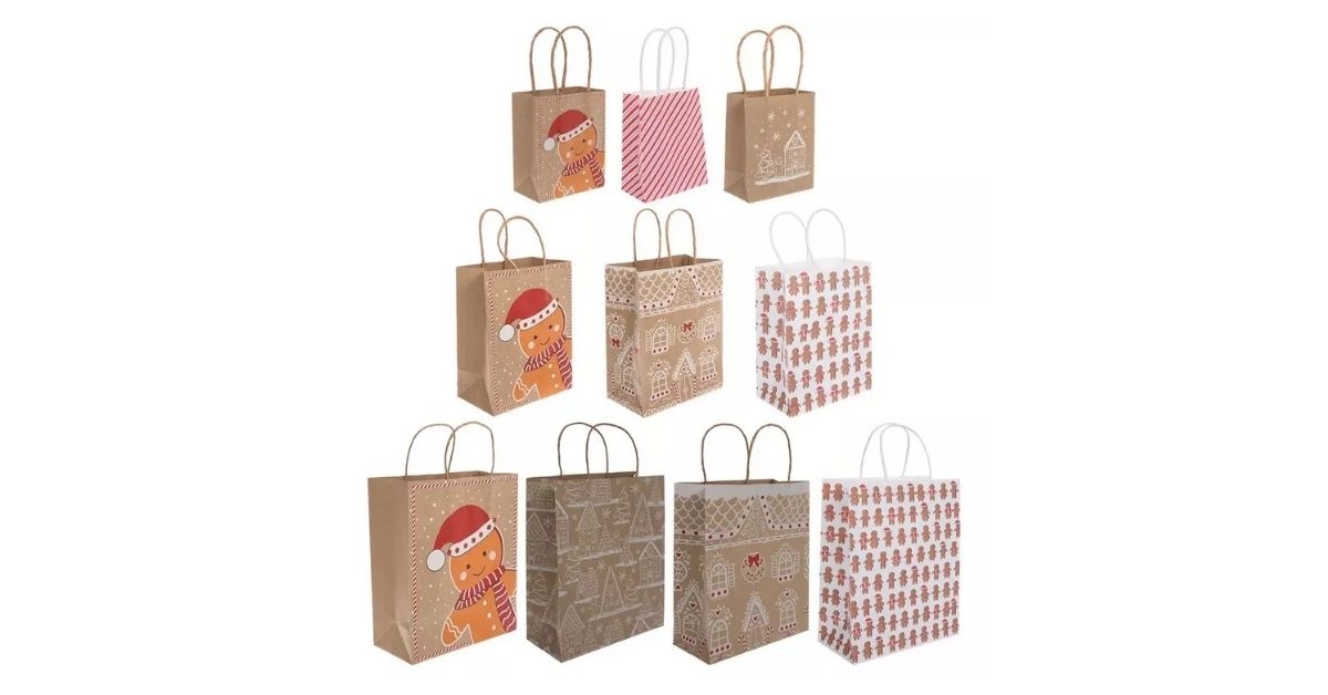 gingerbread kraft gift bags