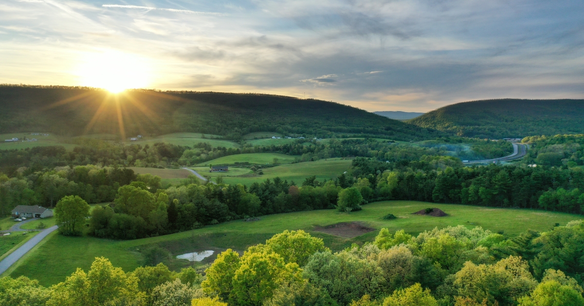 Sunset over Pennsylvania countryside