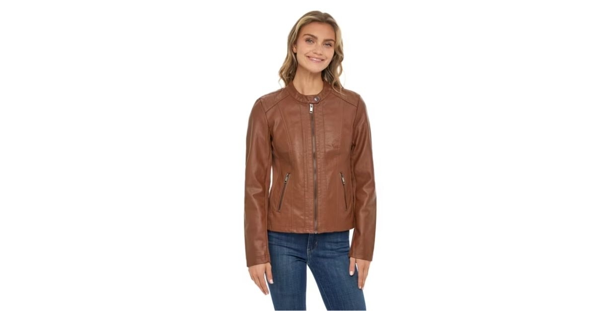 S.E.B. By SEBBY Women's Faux Leather Moto Biker Jacket