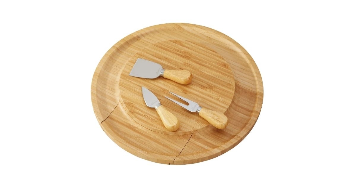 cheese knives and bamboo board set
