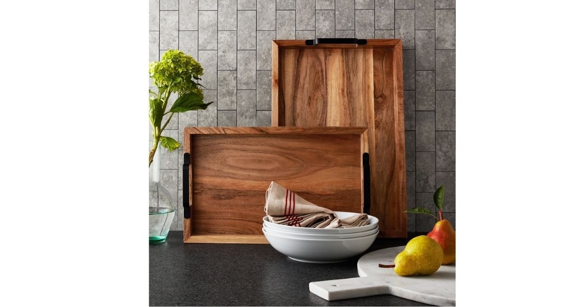 acacia wood rectangular serving trays