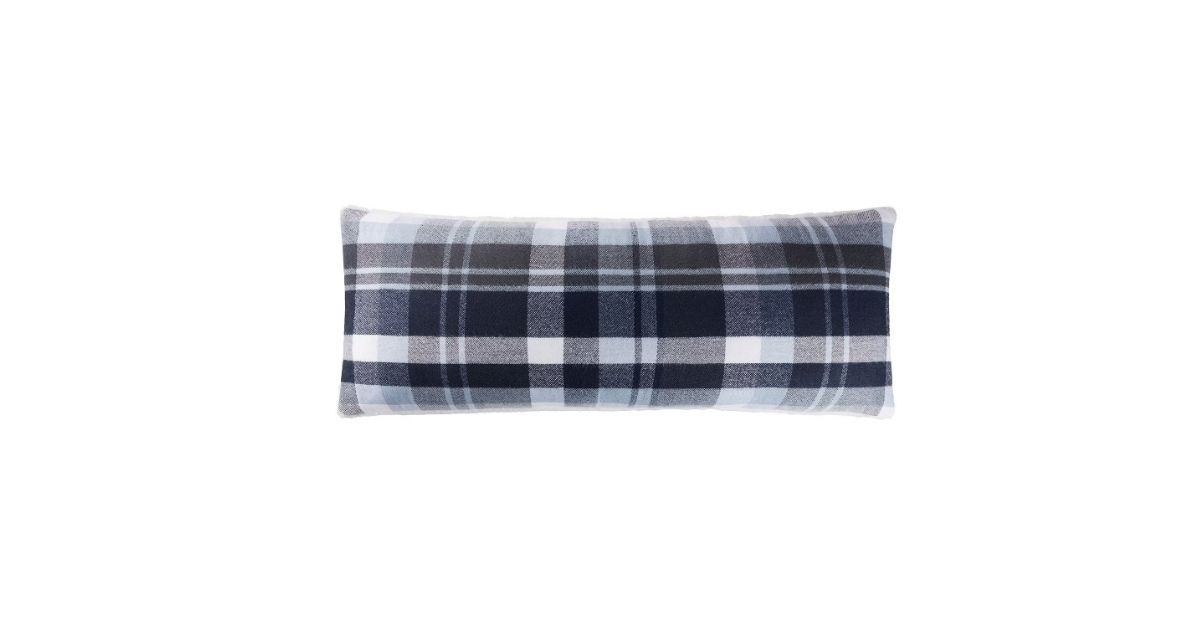 plaid faux fur decorative pillow