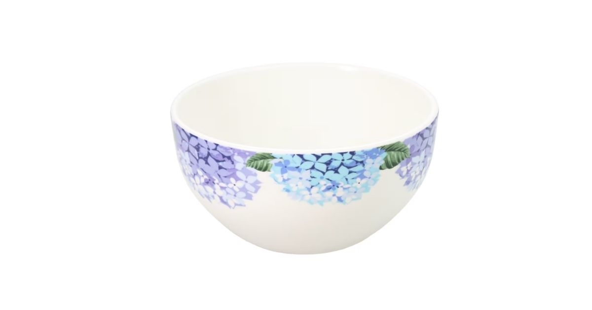 blue hydrangea stoneware bowl