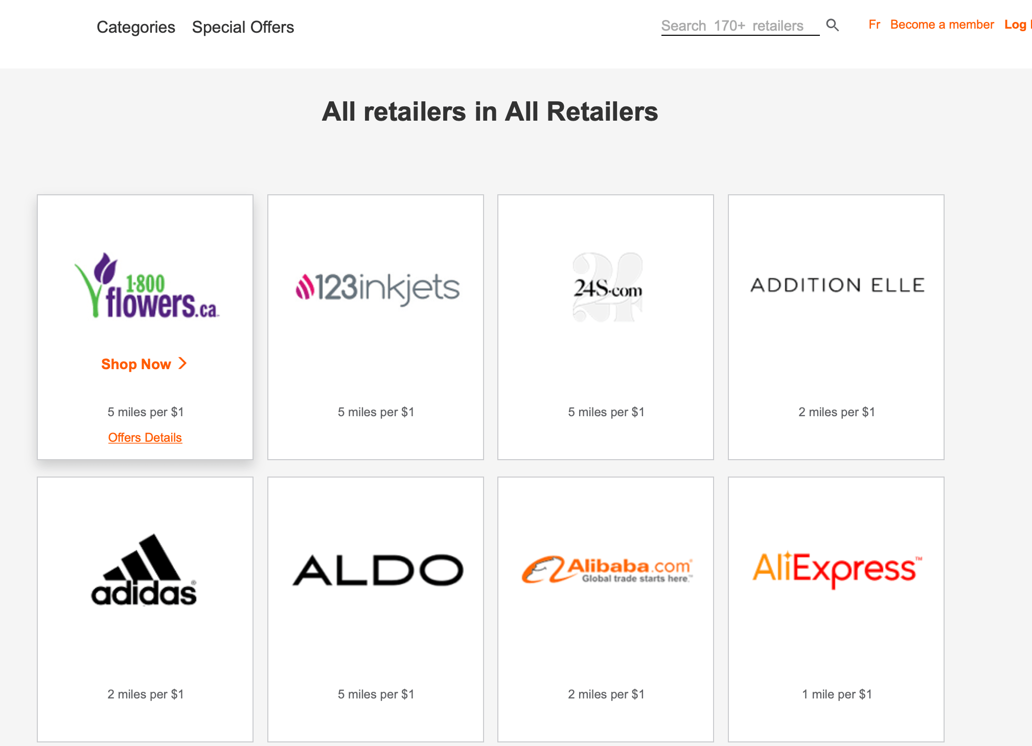Air Canada shopping portal