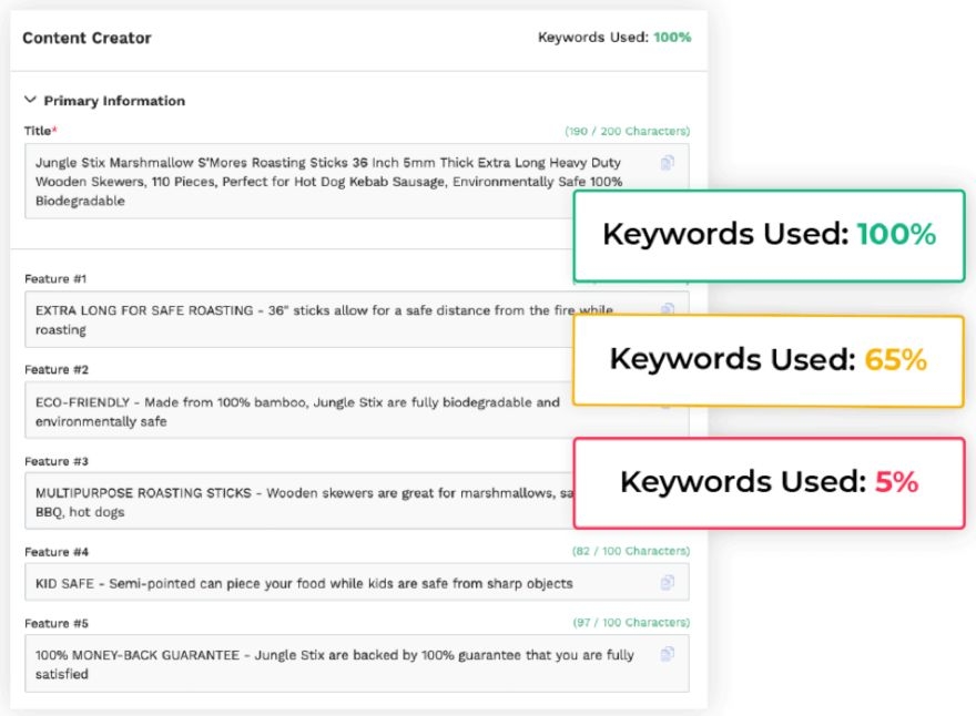 Keyword scout, rank tracker, and listing builder