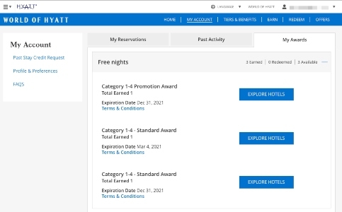 Hyatt Free Night Certificate