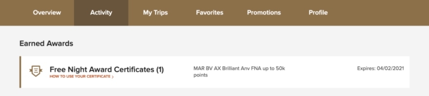 Marriott free night certificate