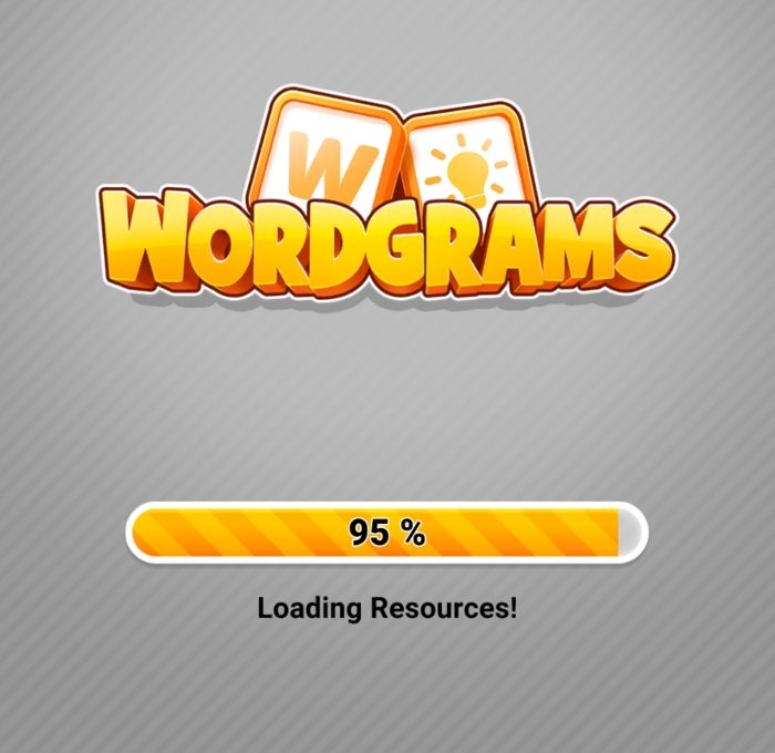 The Wordgrams game loading screen. 