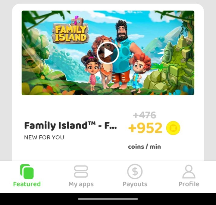 The Family Island game listing in the Cash'em All app. 