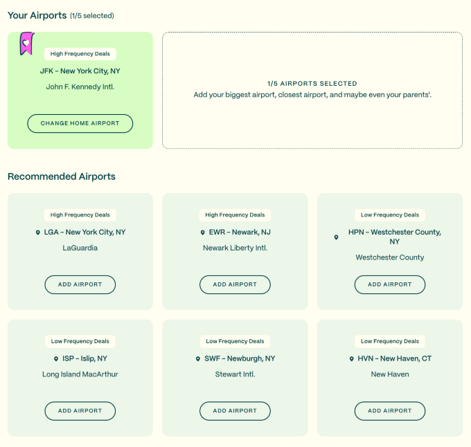 Recommended airports on Going.com