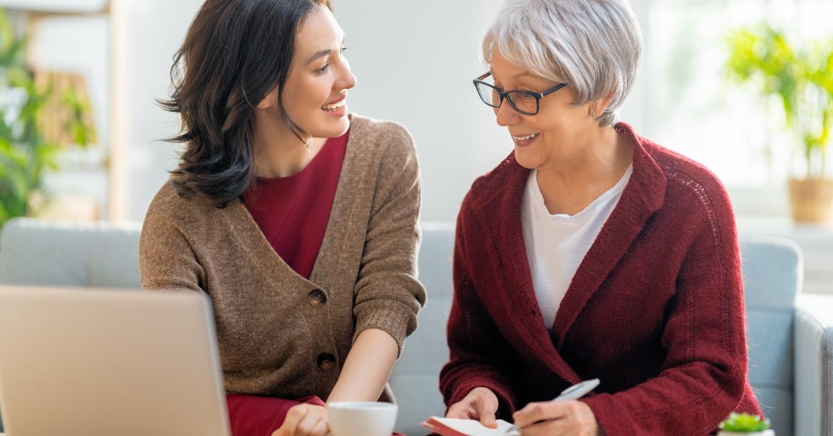 Two women talking