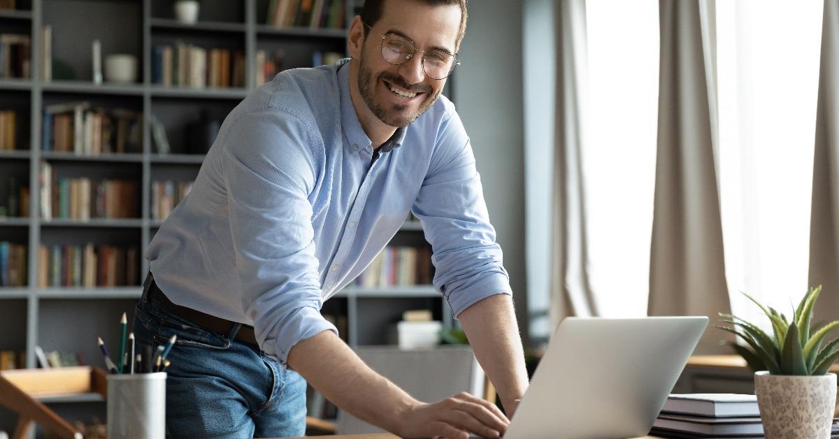smiling modern office good-looking entrepreneur