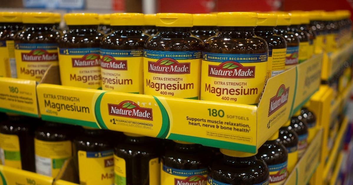 Nature Made Magnesium softgels are seen in a Costco store