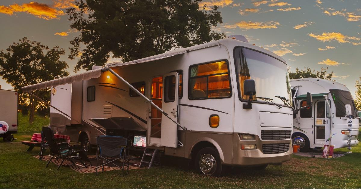 gun going down at the RV park with lights on the motor home